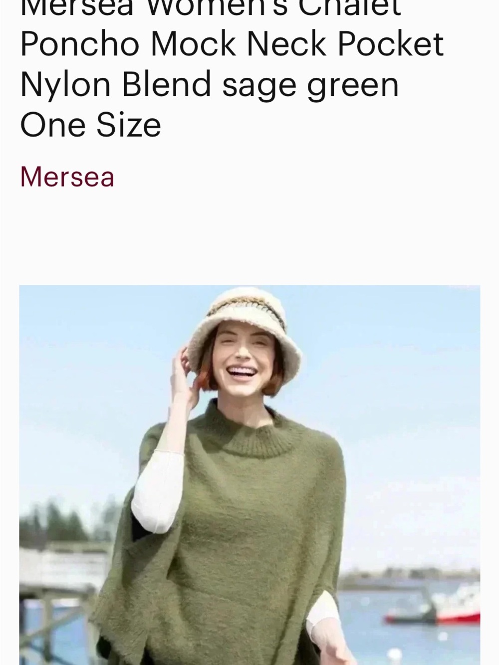 Mersea Sage Green Mock Neck Poncho